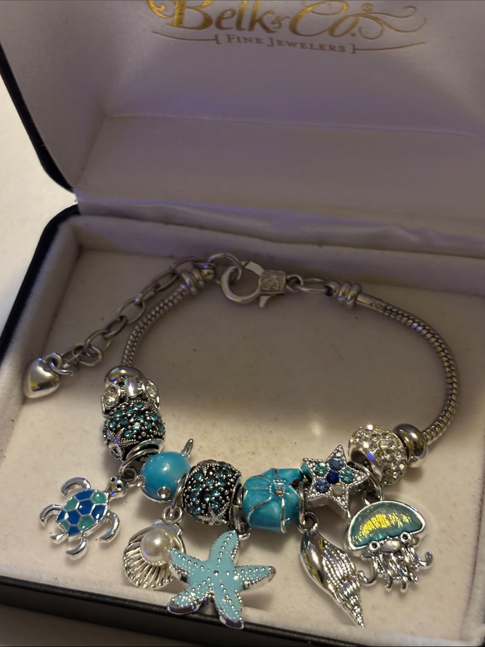 Silver Bracelet with Turquoise Charms - Women's Jewelry